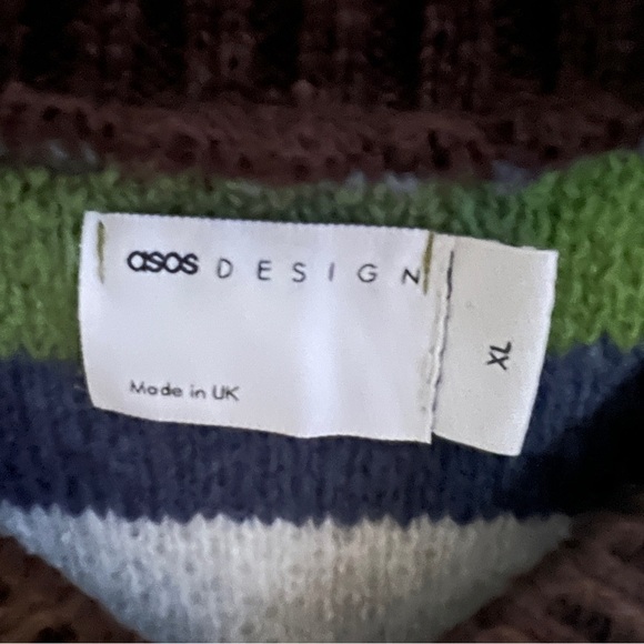 ASOS Green Striped Knit Sleeveless Sweater Vest SZ XL - Picture 5 of 6